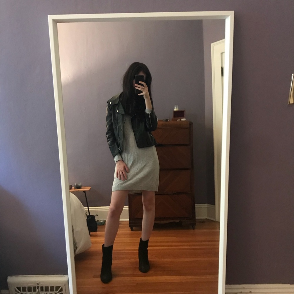 Simple Long Sleeve Sweater Dress